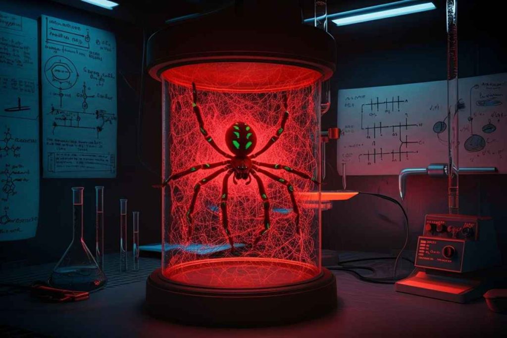 Ragni geneticamente modificati creano un filo di seta rosso fluorescente grazie al Crispr