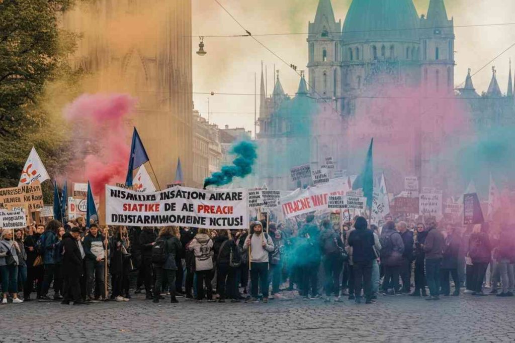 Roma in piazza contro la guerra: la benedizione di Parolin e le bandiere bruciate di Israele e Ue