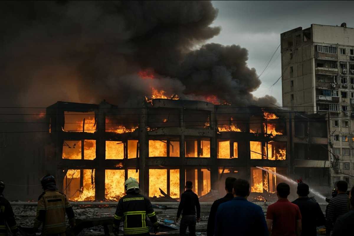Kiev in fiamme: l'attacco russo devasta un edificio storico