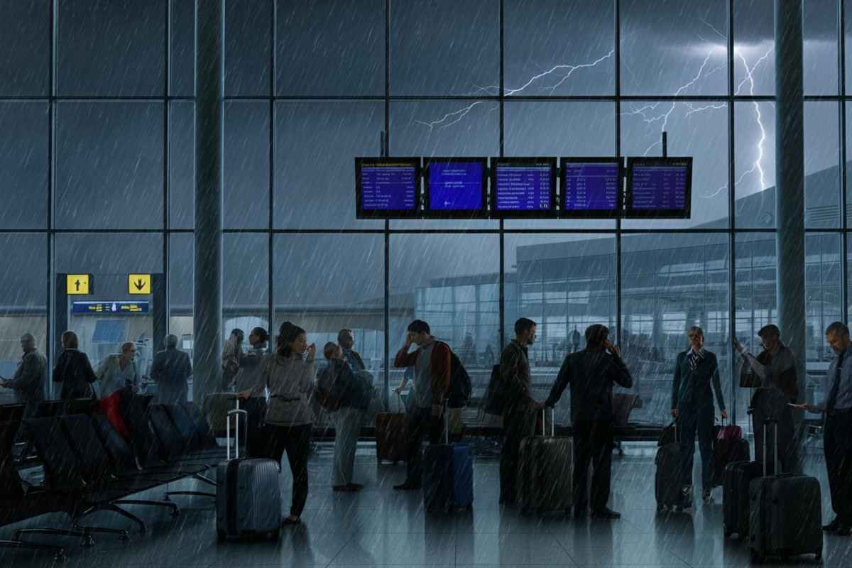 Maltempo a Fiumicino: voli dirottati e disagi in arrivo