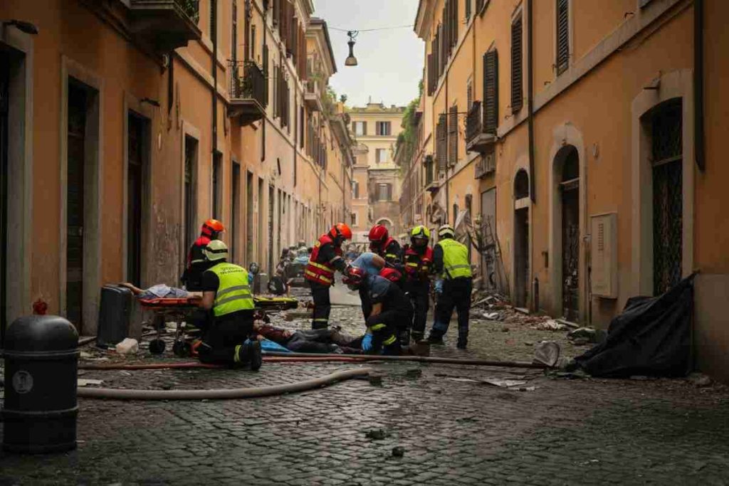 Rilevatori in azione a Roma dopo l'esplosione: indagini sui residui di gas
