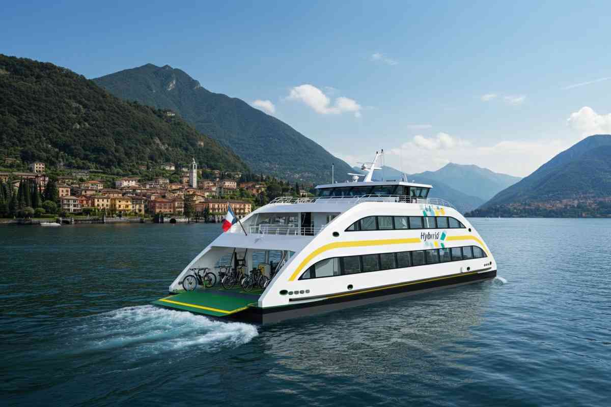 La nuova motonave ibrida Ambrosiana solca le acque del lago di Como