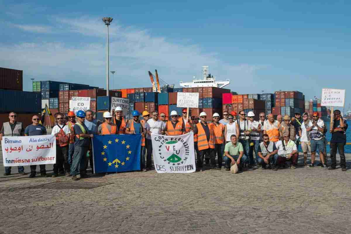 Portuali europei a Genova: in arrivo il boicottaggio delle navi di armi per Gaza