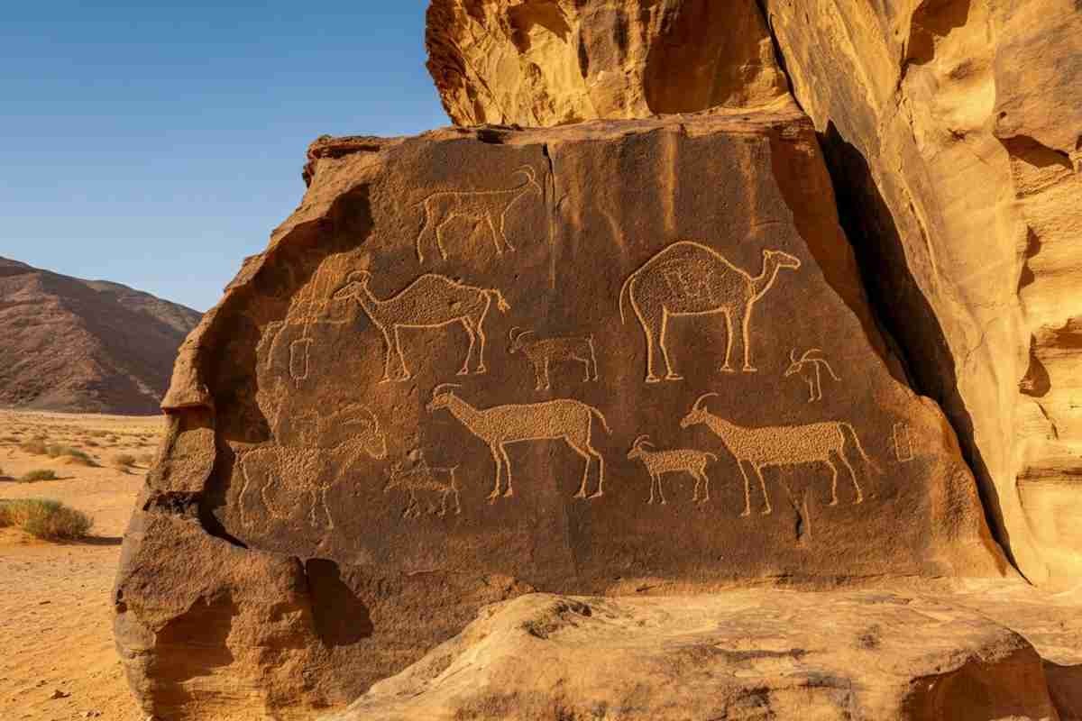 Cammelli scolpiti nella roccia: antichi segnali d'acqua nel deserto