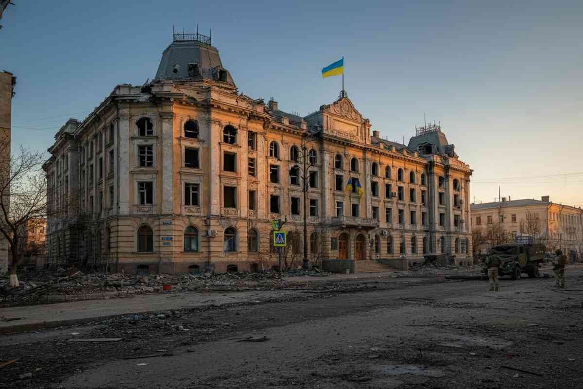 Kiev celebra la liberazione del palazzo del consiglio di Pokrovsk con l'innalzamento della bandiera