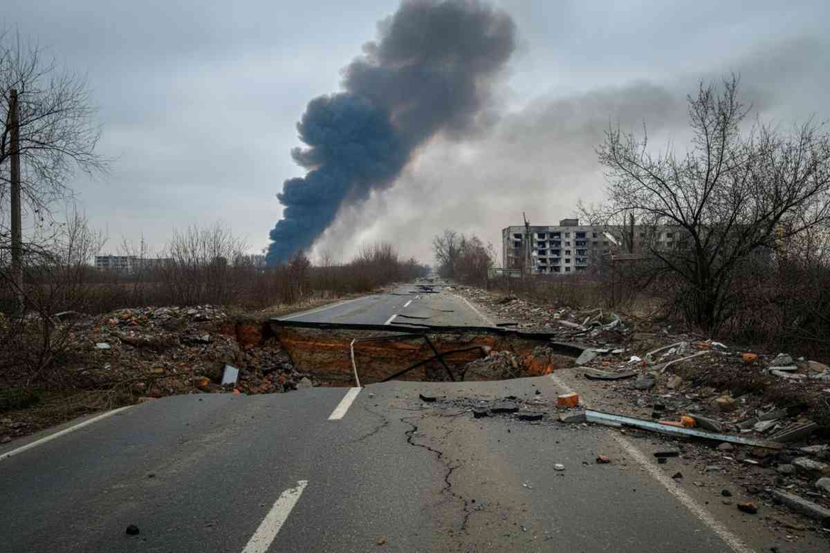 Strada tra Selydove e Pokrovsk: devastazione a Kiev