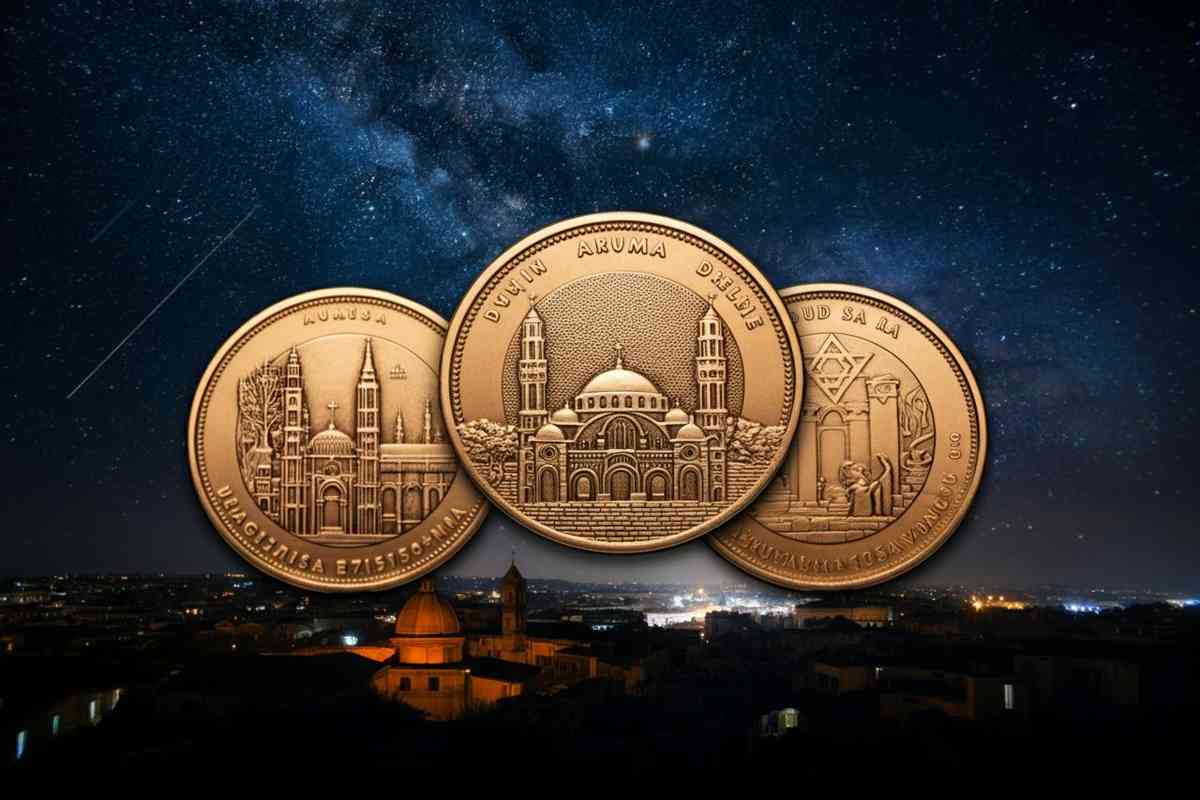 Tre monete celebrate: un omaggio a cristianesimo, islam ed ebraismo