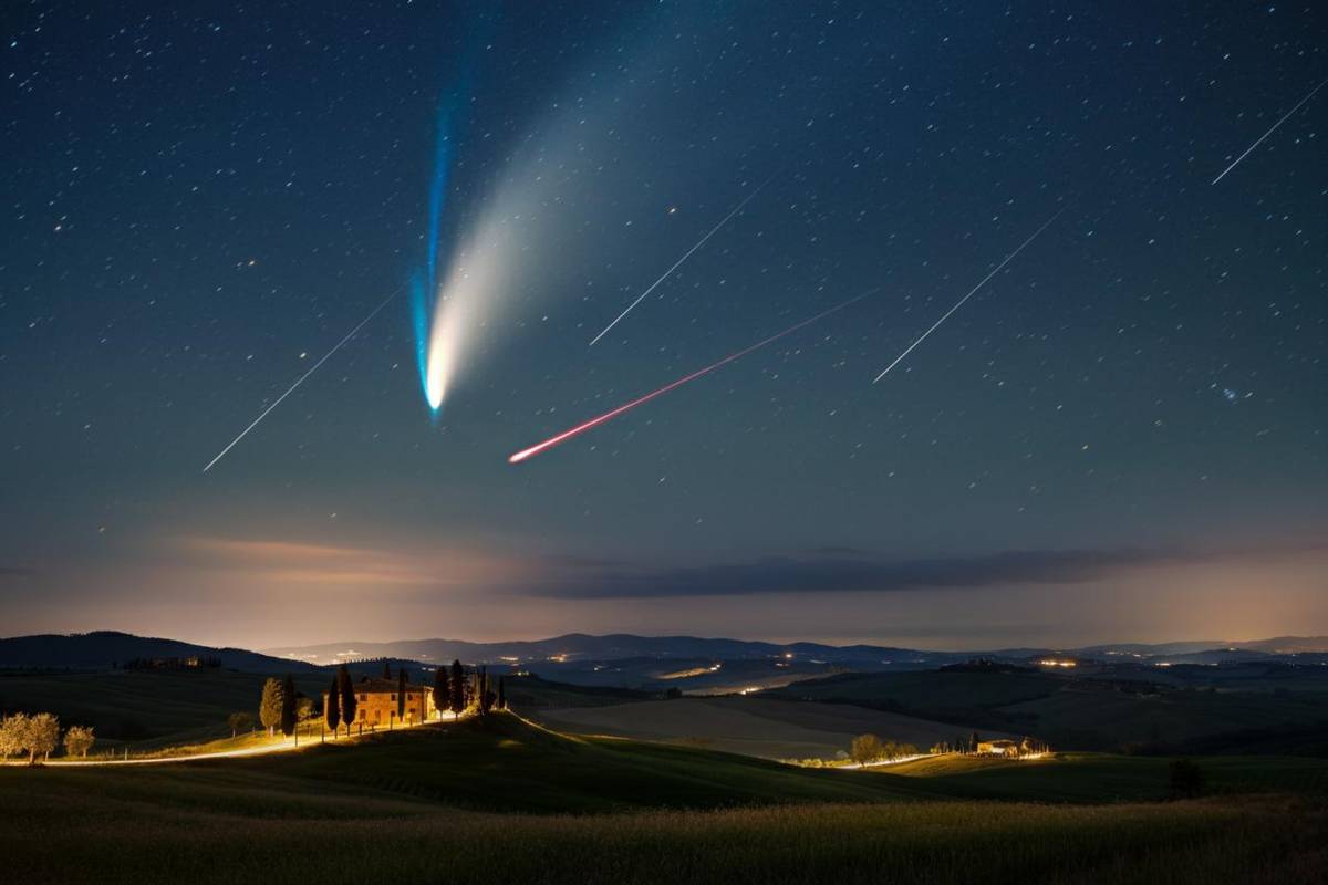Un incontro spettacolare: la cometa Lemmon abbraccia una meteora