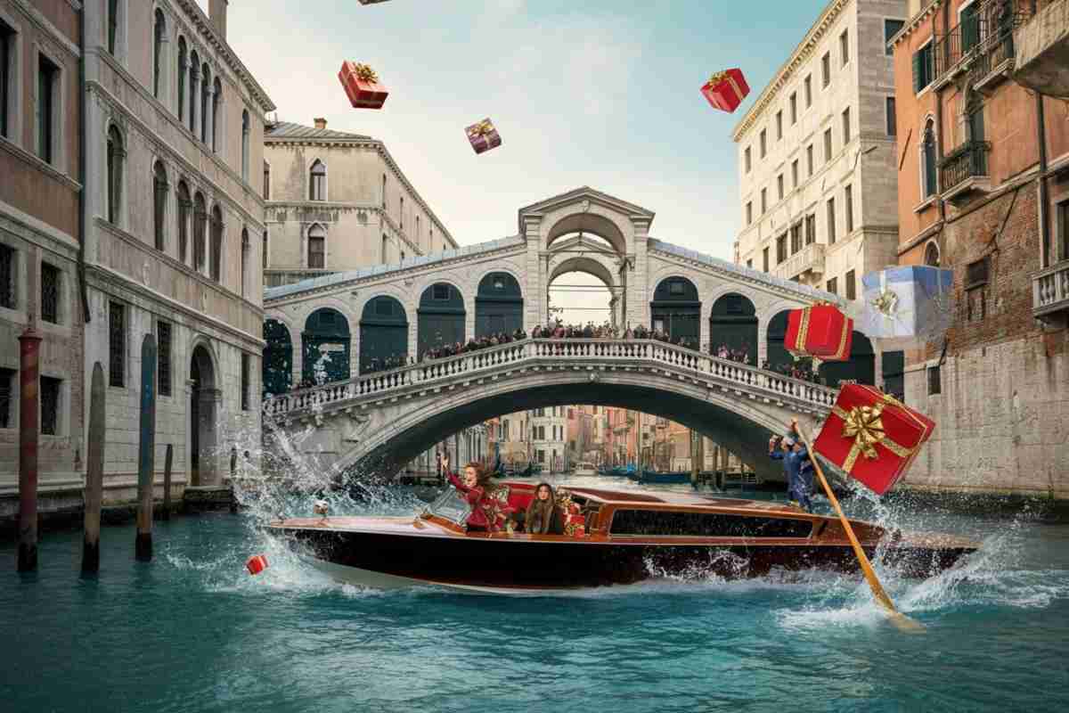 Fuga natalizia a Venezia: donna ruba un topo di peluche e provoca un incidente al ponte di Rialto