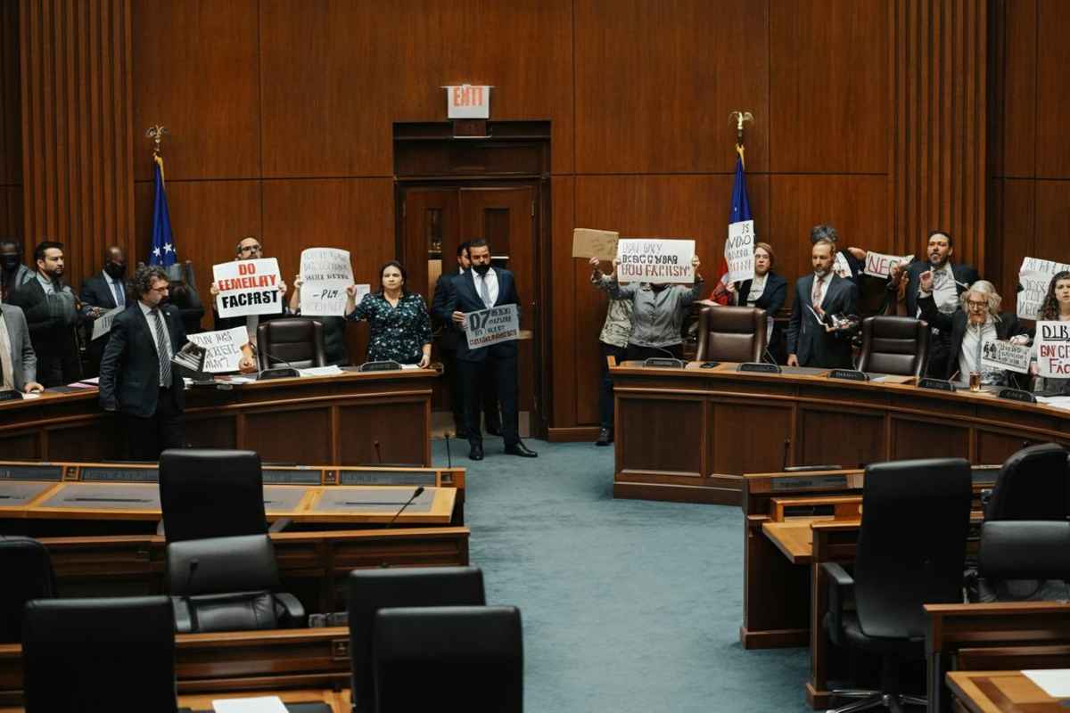 Opposizioni in azione: la sala stampa della Camera sotto assedio durante la conferenza di Casapound