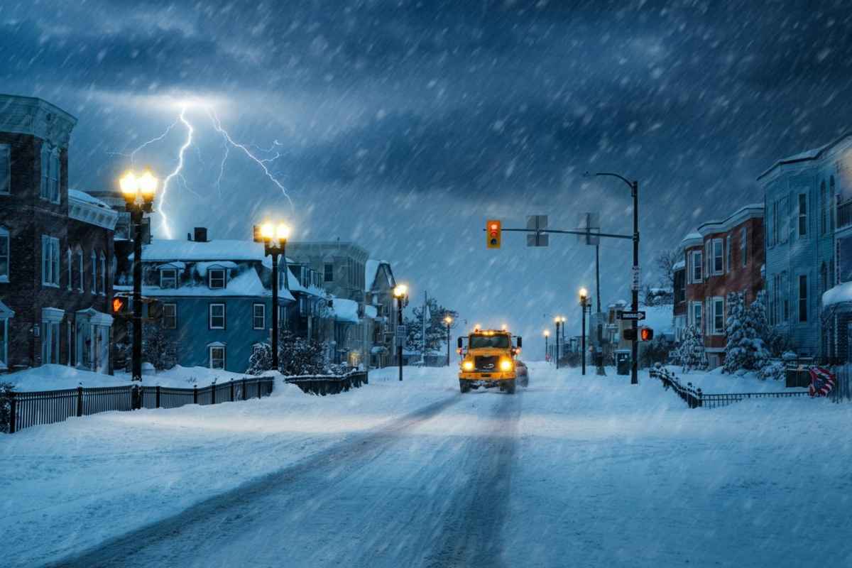 Ciclone-bomba su New York: la danza tra neve e lampi vista dallo spazio