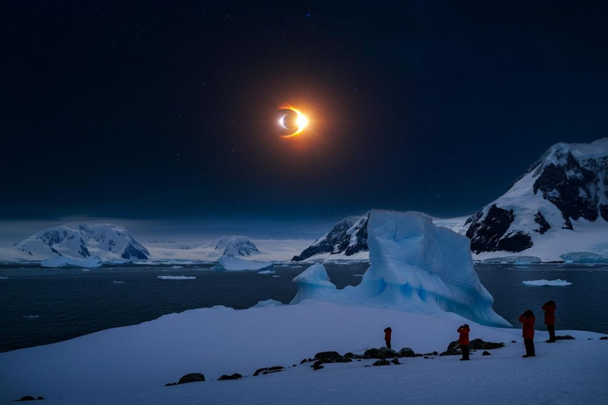 Un anello di fuoco illumina il cielo dell'Antartide il 17 febbraio