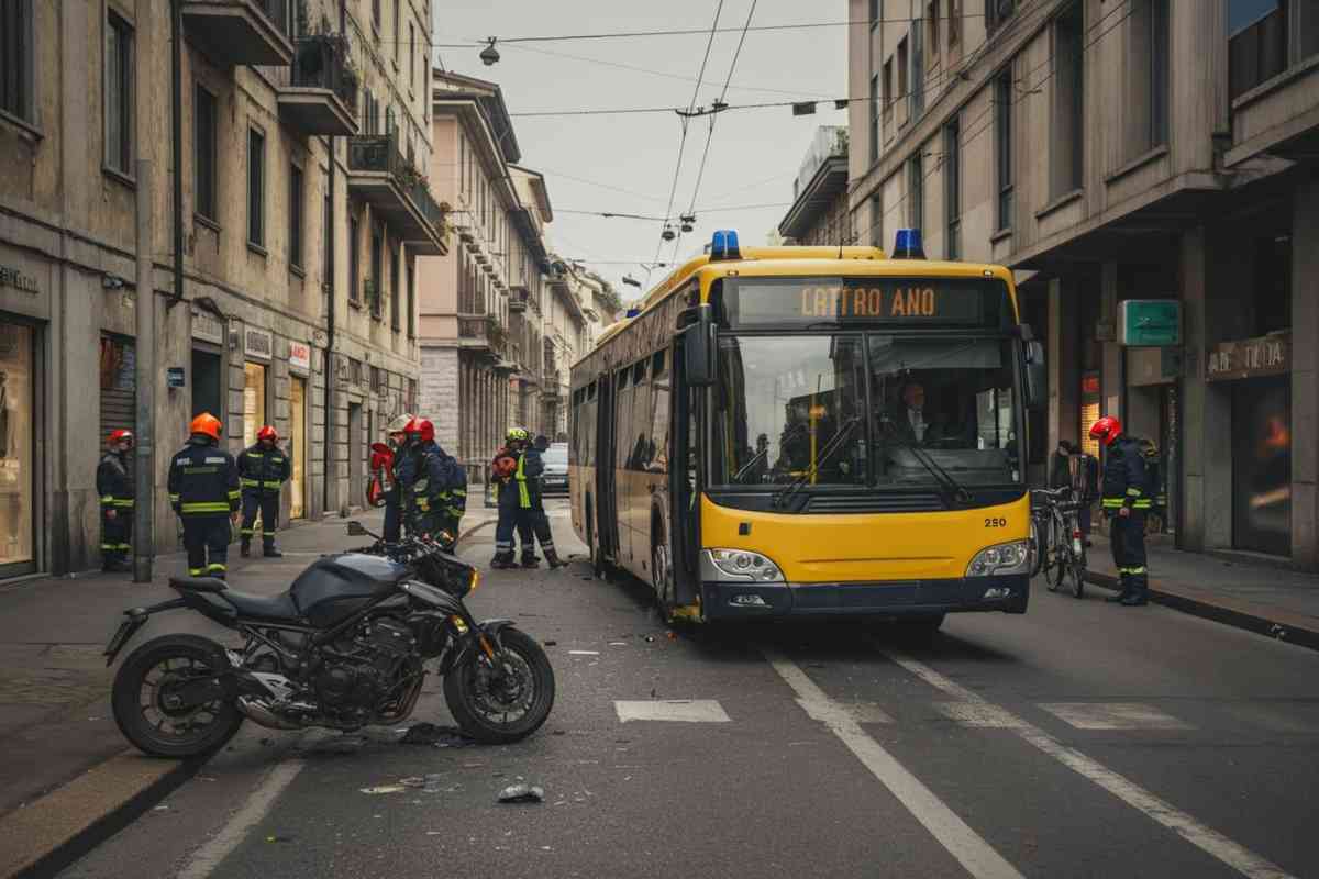 Incidente a Milano: autobus investe moto e provoca 4 feriti